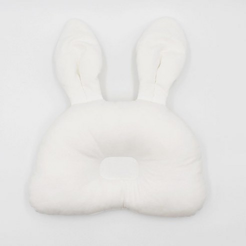 꿈두부 유아용 토끼 짱구 베개, 무지 화이트, 1개