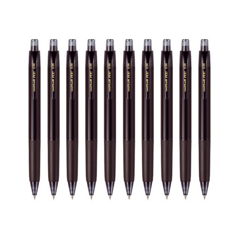 유니볼 RE URN-180-38 지워지는 볼펜 0.38mm, 블랙, 10개입
