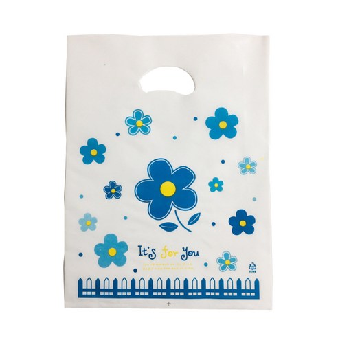 팩스타 펀칭 비닐 포장봉투 가로 30cm x 세로 40cm, 파랑꽃, 50개입