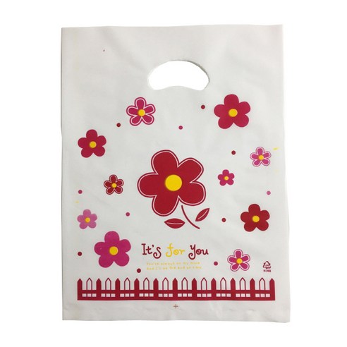 팩스타 펀칭 비닐봉투 PE35 35 x 45 cm, 빨간꽃, 50개입