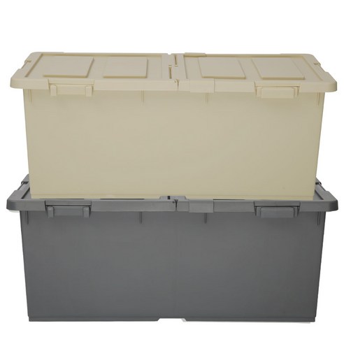 엔플라스틱 트레인 대용량 리빙박스 100L, 베이지, 다크그레이, 2개