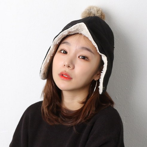 아이엠캡 버튼달린 양털 귀달이 모자