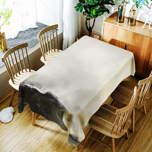 스윗리빙 프린팅 테이블보, 블랙웨이브, 140 x 140 cm