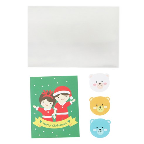 황씨네도시락 크리스마스 캔디홀더 소년소녀 50p + 곰 스티커 랜덤 발송 50p + OPP 봉투 50p, 1세트