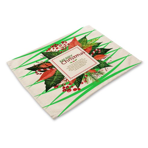 DM 알럽홈 크리스마스 테이블매트, 잎사귀3, 42 x 32 cm