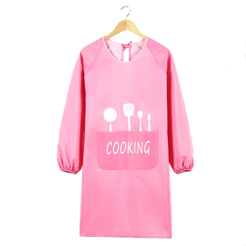 DM 알럽홈 긴팔 성인앞치마, 핑크쿠킹, 1개