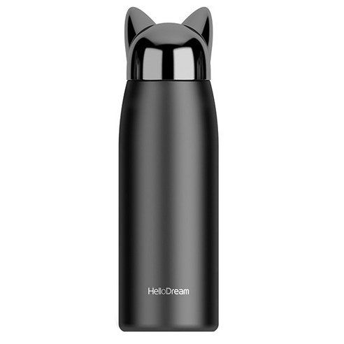 푸코 T20 헬로드림 플래쉬 폭스 보온병, 블랙, 300ml