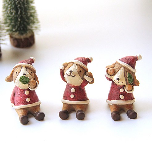 리버그린 크리스마스 귀요미장식인형 3종 세트, 강아지