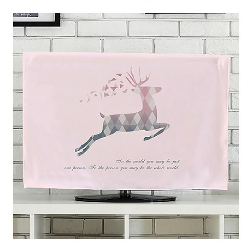 디엠코퍼레이션 알럽홈 아트 패브릭 TV 커버, 핑크엘크