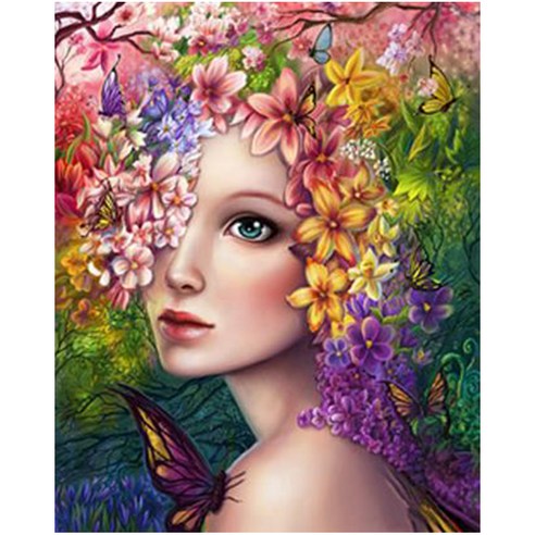 케이엠엘리 3D 보석십자수 DIY 키트 40 x 50 cm, 플라워 여신, 1개