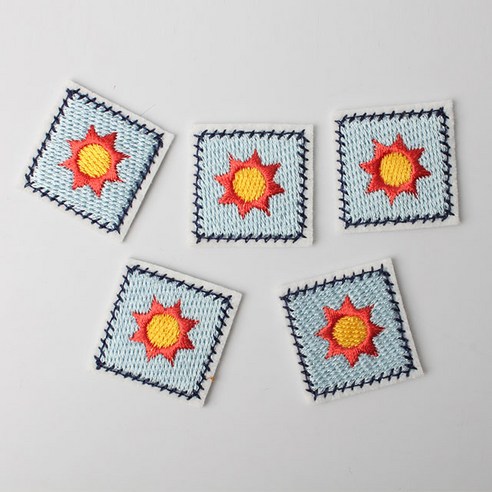 패션포인트 미니 자수 와펜 네모패치 28 x 28 mm, 해, 5개