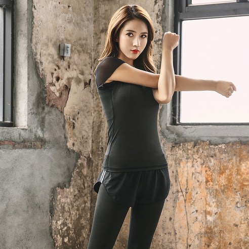 나야스타일 여성용 스포츠 요가복 반팔티 A-174