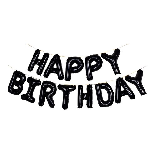 파티팡 HAPPY BIRTHDAY 은박 풍선세트, 블랙, 1세트
