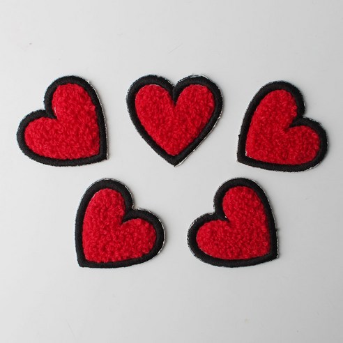 패션포인트 미니 자수 와펜 40 x 38 mm, 보슬이하트 레드, 5개