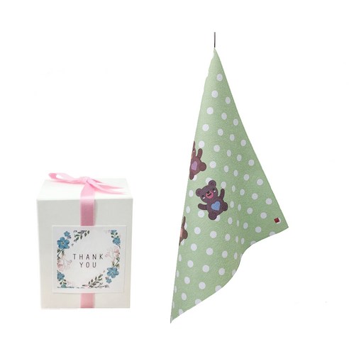 삼육오데이 DIY 돌답례품 수건 10p + 박스 10p + 리본 핑크 12p + 땡큐스티커 12p, 아기곰탱, 1세트