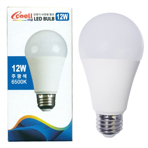 코넬 LED 벌브 12W, 주광색, 50개