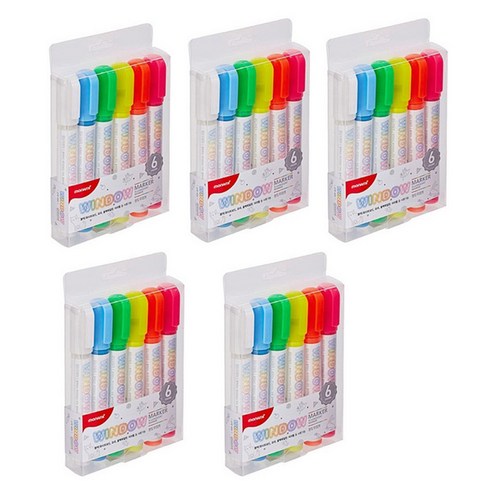모나미 윈도우 마카 세트, white,yellow,orange,pink,l-green,l-blue