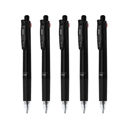 제브라 볼샤 사라사 4+1 J4SA11 볼펜 0.5mm + 샤프 0.5mm, 블랙, 5개입