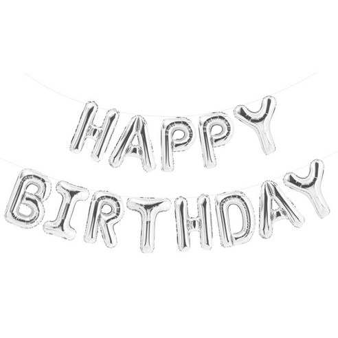 파티팡 은박풍선세트 HAPPY BIRTHDAY, 실버, 2세트
