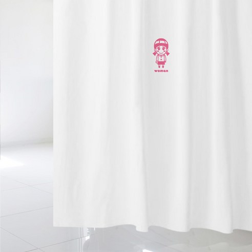 디자인수풀 샤워 커튼 여자 화장실 S + 플라스틱 고리 12p, 1세트