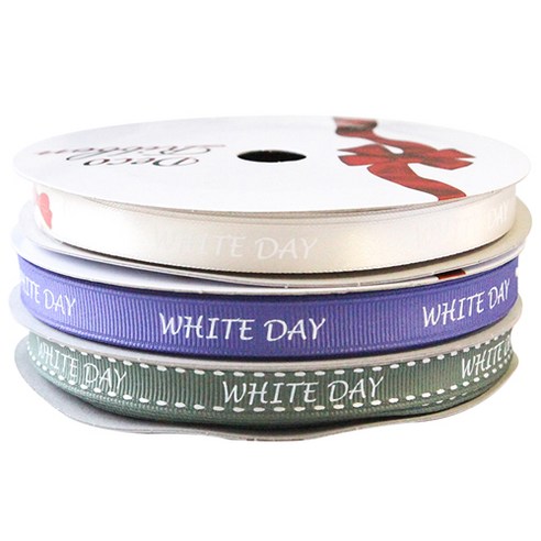톡톡팬시 굿즈 WHITE DAY 프린팅 포장리본 3p 세트, NO6, 13.5m