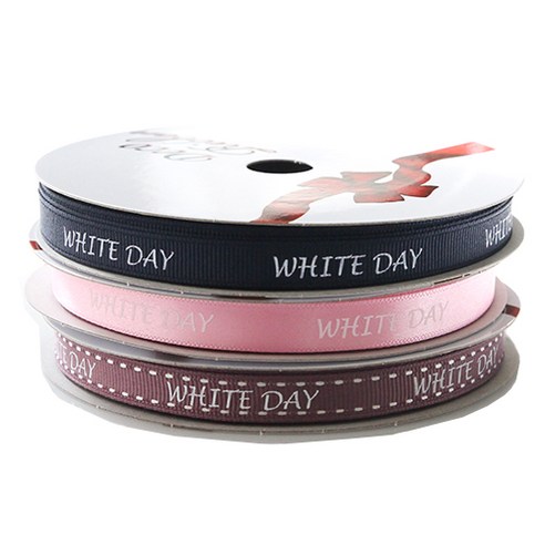 톡톡팬시 굿즈 WHITE DAY 프린팅 포장리본 3p 세트, NO50, 13.5m