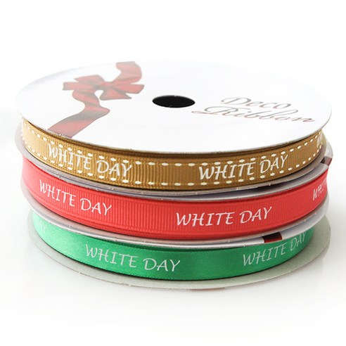 톡톡팬시 굿즈 WHITE DAY 프린팅 포장리본 3p 세트, NO18, 13.5m