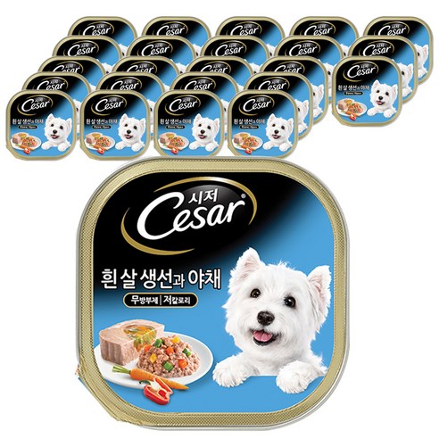시저 반려견 주식캔 흰살생선과 야채, 과일/야채, 100g, 24개