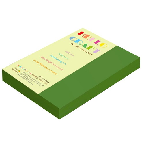 뉴씨플레인 종이문화 양면색상지 No.60 연초록, 200매입