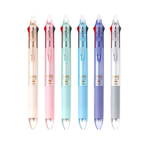 파이롯트 프릭션 슬림 3색 다색펜 0.38mm 펄라인 6종 세트, 펄오렌지, 펄핑크, 펄그린, 펄블루, 펄바이올렛, 실버, 1세트