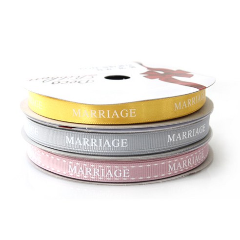 톡톡 팬시굿즈 MARRIAGE 프린팅 포장리본 세트, NO9(C9참외색, G23회색, G43인디핑크), 13.5m
