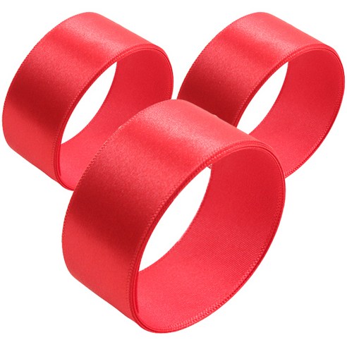 봄91 공단리본 25mm 3p, 24 빨강, 45m