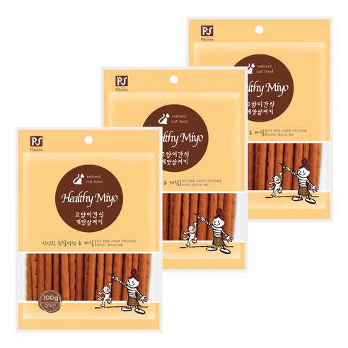헬씨미요 고양이 간식, 게맛살져키, 100g, 3개
