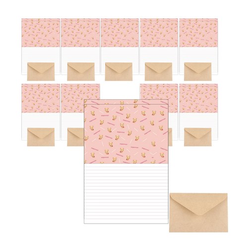 삼육오데이 디자인편지세트 편지지 20p + 봉투 10p, 핑크슈퍼캣, 1세트