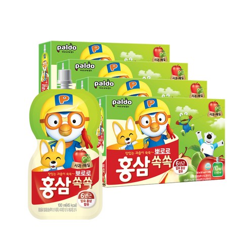 팔도 뽀로로홍삼쏙쏙 사과매실, 100ml, 40개입