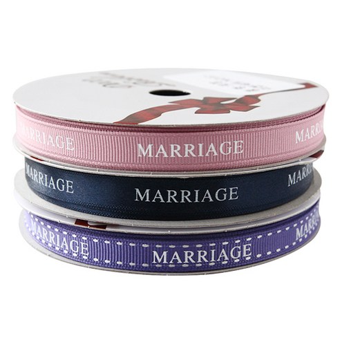톡톡 팬시굿즈 MARRIAGE 프린팅 포장리본 세트, NO37(C37남색, G44바이올렛, G28진보라), 13.5m