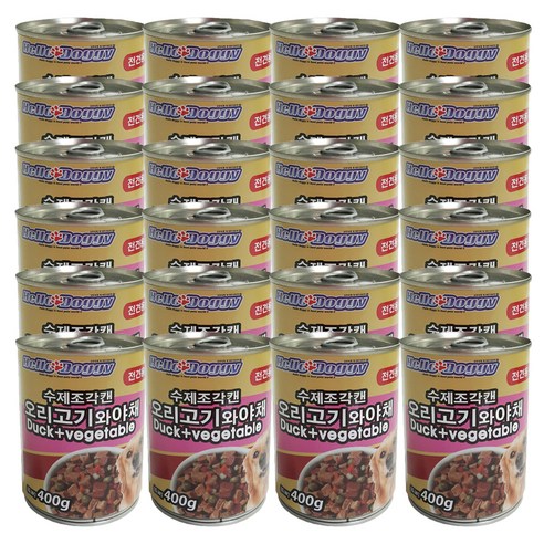 헬로도기 수제조각 주식 캔 400g, 오리고기와 야채, 24개입