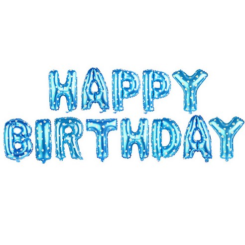 와우파티코리아 HAPPY BIRTHDAY 블루별무늬 알파벳 은박 풍선세트, 블루, 1세트
