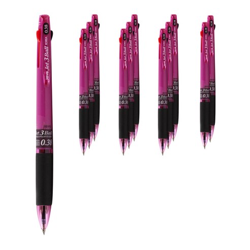 자바펜 초저점도 유성 3색볼펜 제트3볼 0.38mm, 퍼플, 12개