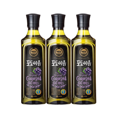 해표 포도씨유, 500ml, 3개