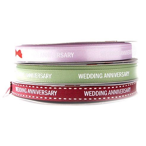 톡톡팬시 WEDDING ANNIVERSARY 프린팅 포장리본 세트, NO39, 13.5m