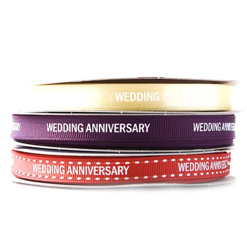 톡톡팬시 WEDDING ANNIVERSARY 프린팅 포장리본 세트, NO7, 13.5m