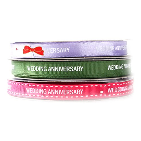 톡톡팬시 WEDDING ANNIVERSARY 프린팅 포장리본 세트, NO40, 13.5m