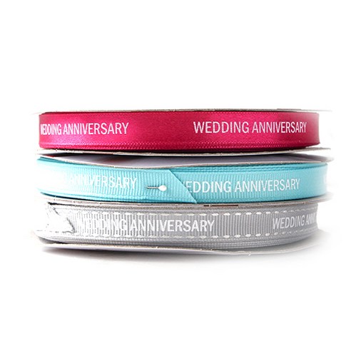 톡톡팬시 WEDDING ANNIVERSARY 프린팅 포장리본 세트, NO45, 13.5m