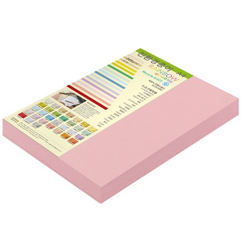 종이문화 두꺼운양면 카드지 레인보우카드 No.24 핑크, A4, 100매