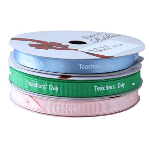 톡톡팬시굿즈 Teachers'' Day 프린팅 포장리본 3p 세트, NO34, 13.5m