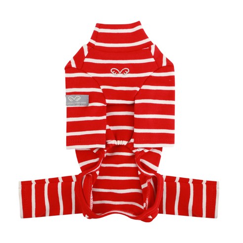 퍼피엔젤 강아지 High Neck Sleeve Stripes Overall, 337 RD