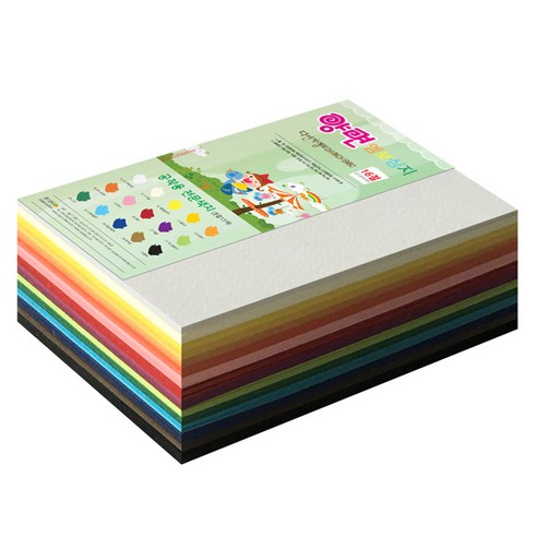 종이문화 색상지 다빈치엠보 180g 15색 혼합 색상, 16절, 200매