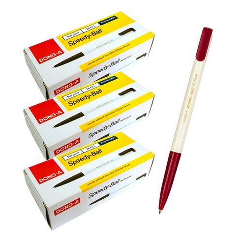 동아 스피디볼 유성펜 0.7mm 24p, RED, 3개입