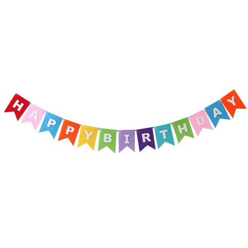 파티팡 펠트 리본 파티플래그 생일 5p, 레인보우